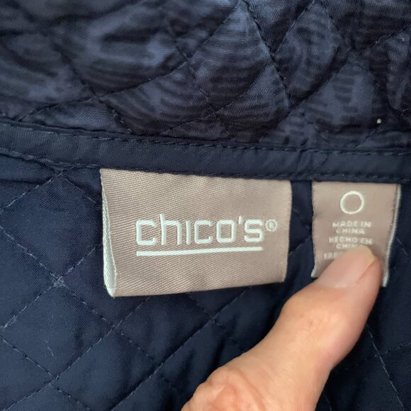 Chico’s Quilted Jacket Women’s 2 Shades of Blue Lightweight Snap Front – Size Sm - Picture 3 of 7